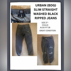 BDG Slim Straight Washed Black Jeans